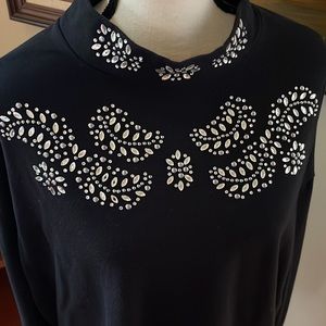 Soho New York and Co. Embellished Mock neck  Black  Pull Over Top  Size XL